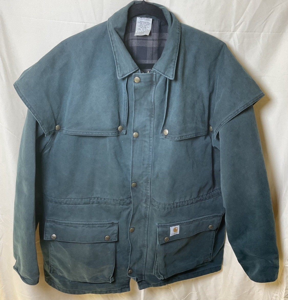Vtg Carhartt CW043 Duck Bushman Cape Jacket Rain Coat Blanket