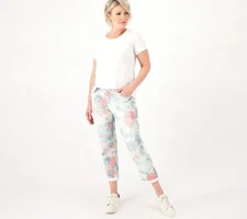 LOGO by Lori Goldstein Regular Tie-Dye Boyfriend Jeans Aqua 32 New