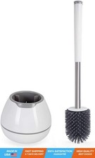 Toilet Brush and Holder Set, Silicone Toilet Bowl Cleaner Brush, Bathroom...