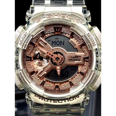 Casio G-Shock GMA-S110SR-7A Women's Rose Gold Clear Analog Digital Watch NIBWT
