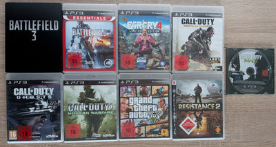 PS3 9x Spiele Paket USK18 Battlefield 3 4 Farcry Call of Duty GTA V Resistance 2