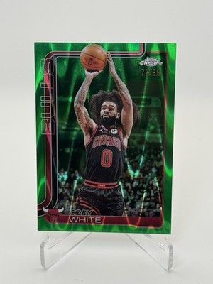 Coby White Green Refractor /99 2025 Topps Chrome Chicago Bulls NBA #72/99