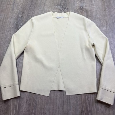 MM Lafleur Sant Ambroeus Jardigan Women's M Ivory Open Wrinkle Resistant