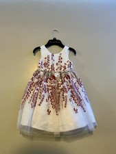 NEW American Princess Girls White Red Floral Tulle Dress Bow Knee Length 4T