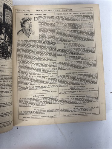 Antique 1870 PUNCH British SATIRICAL HUMOUR Illustrated Magazine - Picture 14 of 17