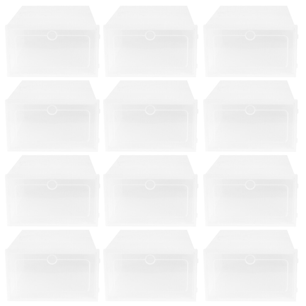 12-Piece Clear Shoe Storage Boxes for Sneakers & Closet Organization  