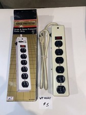 6 Outlet Power Strip With 15 Amp Breaker 4  Cord Lighted Switch Surge Spike