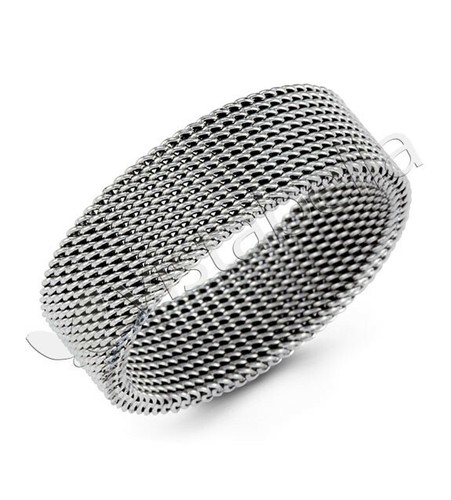 Anillo de malla de acero inoxidable pulido moderno para hombre-ssr58 - Imagen 1 de 3