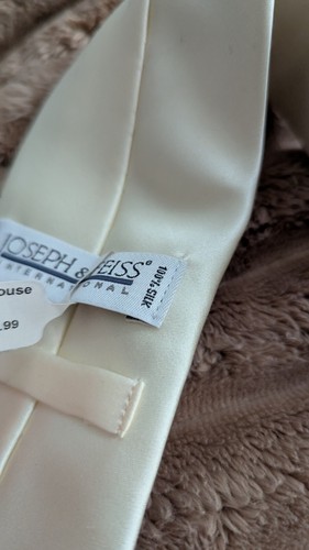 Joseph & Feiss Mens Silk Tie Ivory White Solid Classic Wide 58" L New - Picture 9 of 13