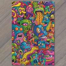 4x6"  Monsters Colorful Trippy Psychedelic Surrealism Doodle Art Graffiti Fun