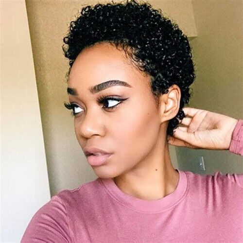 Parrucca corta taglio pixie parrucche ricci capelli umani parrucche economiche afro ricci fatta a macchina - Foto 3 di 15
