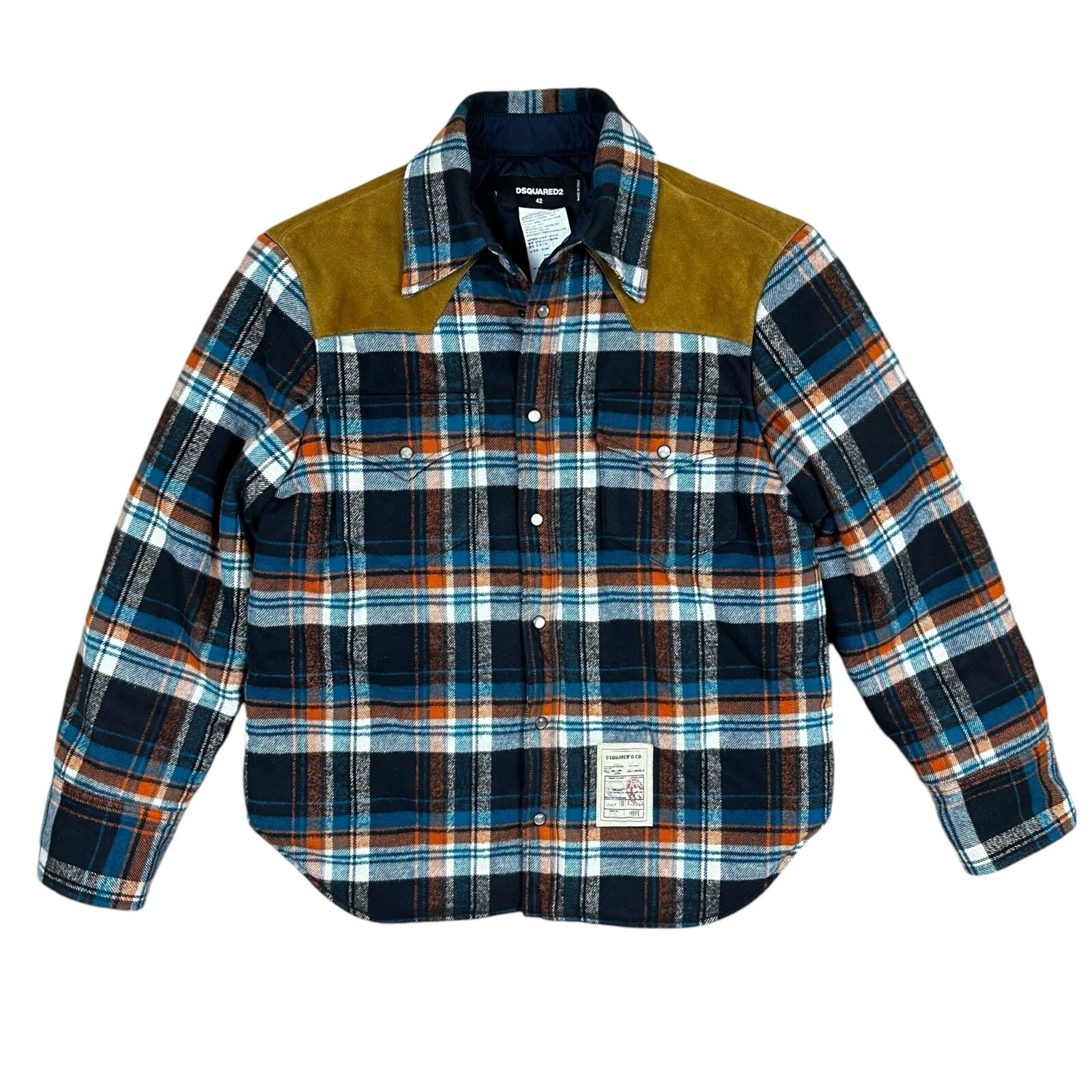 DSQUARED puffer Jacket Women’s Down Made In Italy Plaid Check Size 42 Pearl Snap-image