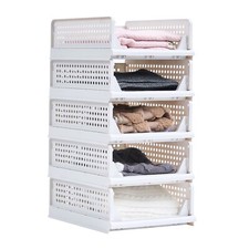 4 Pcs Folding Collapsible Plastic Storage Bin Home Stackable Basket Box Bedroom
