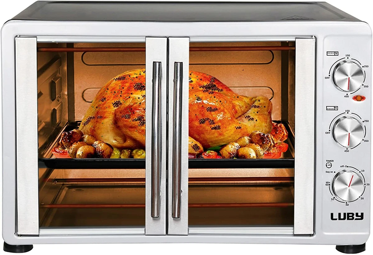 Large Toaster Oven Countertop French Door Designed 55L 18 Slices Silver