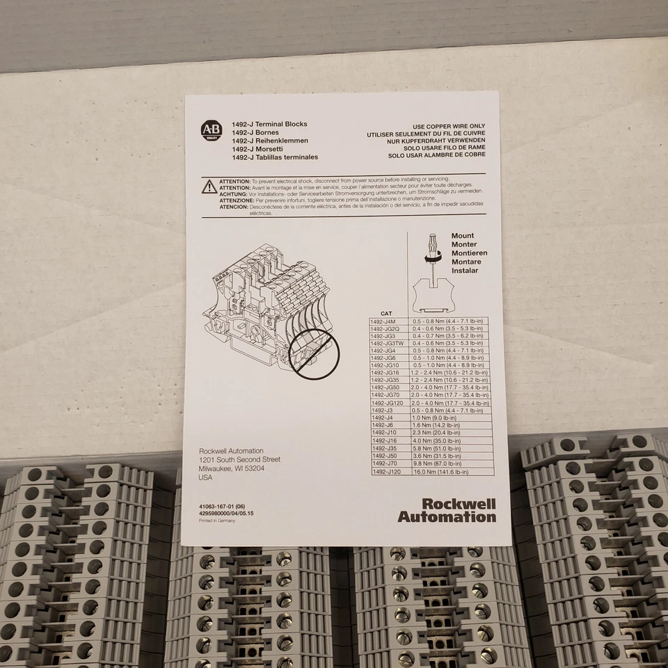 (100-PACK) Allen-Bradley 1492-J4 /A Feed-Through IEC Screw Terminal Blocks 4mm - Image 4 of 4
