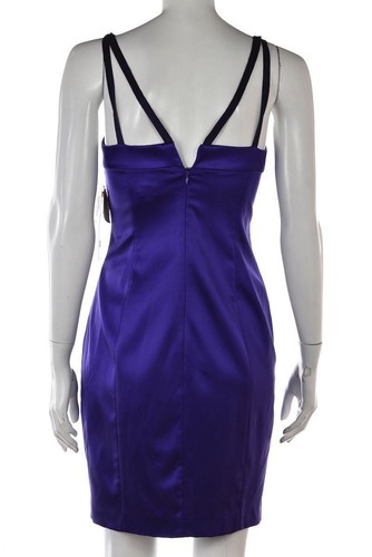 NEW Marc Bouwer Glamit Dress Size 2 Purple Black Sheath Above Knee Silk NWT - Picture 2 of 5