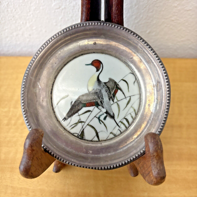 #ad Rare Whiting Sterling Silver 925 Game Hunt Bird Puleston Coaster 4.5” $45.00