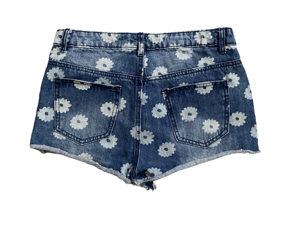 Pantalones Cortos Vaqueros CiCi HOT KISS Para Mujer Talla 7 Tiro Alto Floral Corte Rasgado Foto 2 de 4