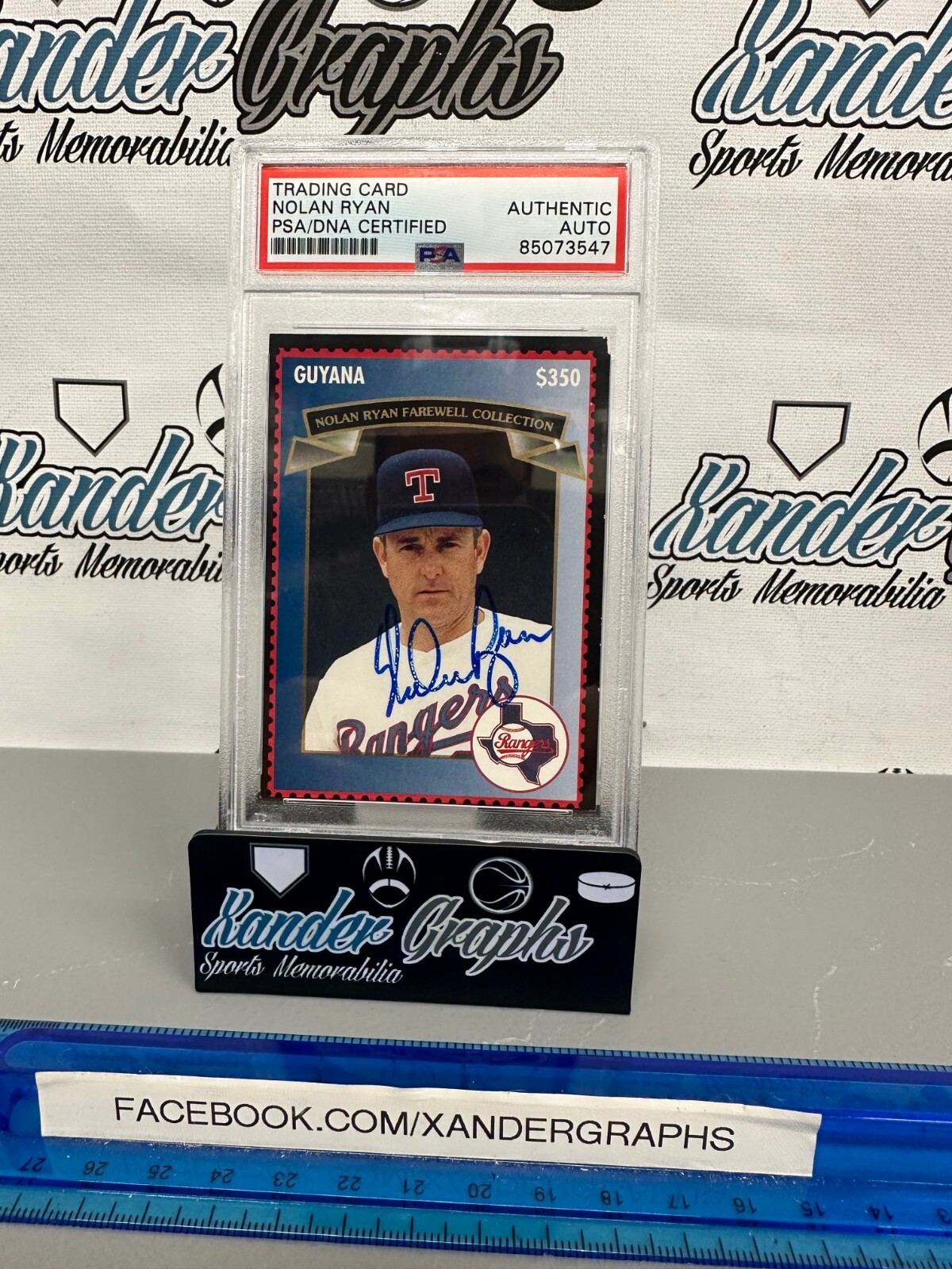 NOLAN RYAN SIGNED AUTOGRAPHED GUYANA BASEBALL TRADING CARD MLB PSA DNA SLABBED