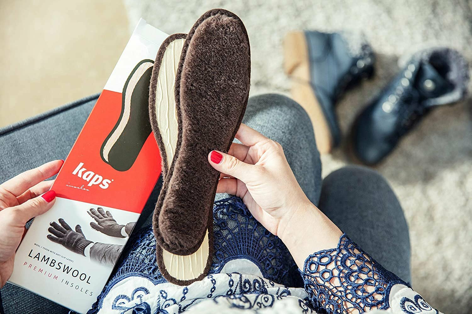 Lambswool Winter Insoles for Boots Shoes, Set of 3 Pairs, Insole