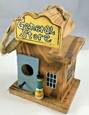 Wooden Hanging Minature Bird House General Store New 