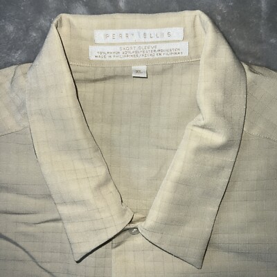 Vintage 90s Perry Ellis Mens XL Button Down Shirt Woven Rayon