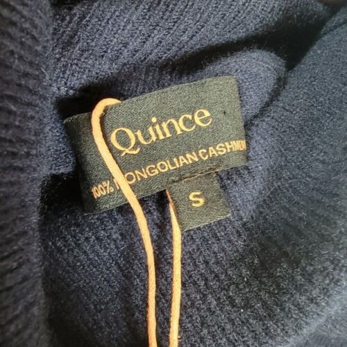 NWT Quince Women 100% Mongolian Cashmere Turtleneck Sweater Sz S Navy Minimalist - Picture 3 of 7
