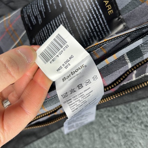 Barbour Beadnell Wax Jacket Womens Size 12 Black Tartan Hooded Full Zip Lining - Picture 14 of 23