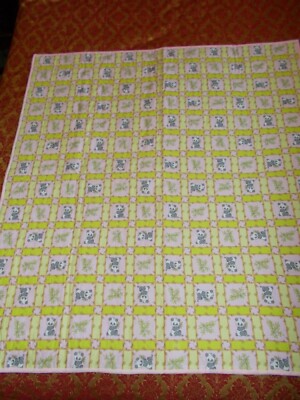 PANDA-BABY QUILT-HAND QUILTED- 42 X 39 ( APROX)