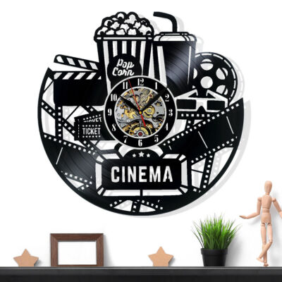 Cinema Vinyl Record Wall Clock Gift Surprise Ideas Friends Birthdays Decor Art