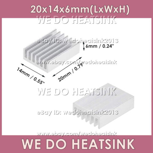 Radiateur refroidisseur dissipateur thermique aluminium 20x14x6mm avec ou sans ruban pour puce IC CPU - Photo 8/9