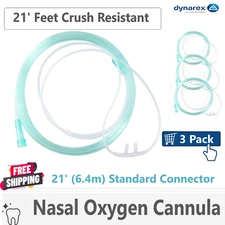 21 Feet Adult Flexible Tip Soft Nasal Oxygen Cannulas Standart Crush Resis, 3/Pk
