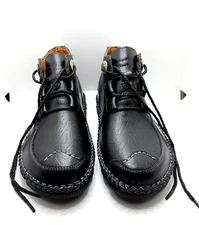 Shi Shang Jing Pin Men's Size 42 Black Leather Lace Up Ankle Boots