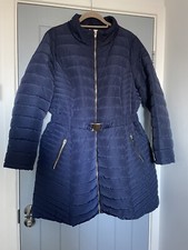 Smart Quilted Coat~48 Eur/18-20~navy~gold Colour Accents & Faux Leather Trim~new