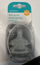 New Nanobebe 2 Extra Soft Silicone Teats Nipples Slow 0m BPA Free