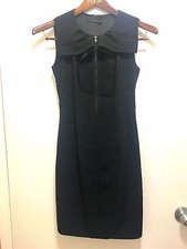 SZ 0 Elie Tahari Black Half Zip Front Sleeveless Dress NWOT