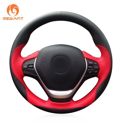 Black Suede Genuine Leather Steering Wheel Cover for BMW F20 F21 F22 F23 F30 L22 - Picture 4 of 8