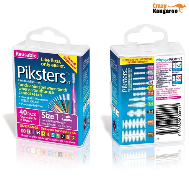 Piksters Interdental Brush - Size 6 Green 0.80mm - 40 Brushes Per Pack