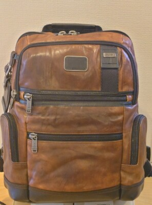 #ad TUMI Backpack Rucksack Leather Brown Plain 92681DB2 Used