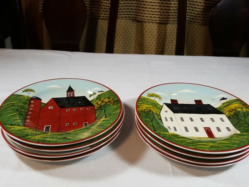 Sakura Brandon House 8 piatti insalata Country Life 1998 Warren Kimble Indonesia 8" - Foto 6 di 9