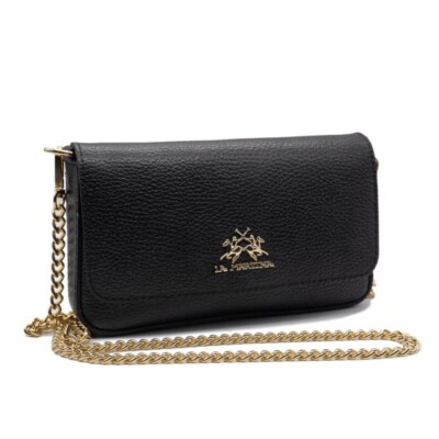 La Martina Leather Heritage Clutch Bag Black LMBA00824M