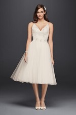 Wedding Dress Short Tulle V-Neck Size 6.0 Melissa Sweet Ivory New Retails $800+