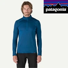 Patagonia Mens Capilene Baselayer Midweight Blue Quarter Zip Pullover Polartec M