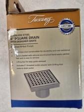 Tuscany 4" Brushed Nickel Stainless Steel Square Drain Designer 689-6131 4 inch
