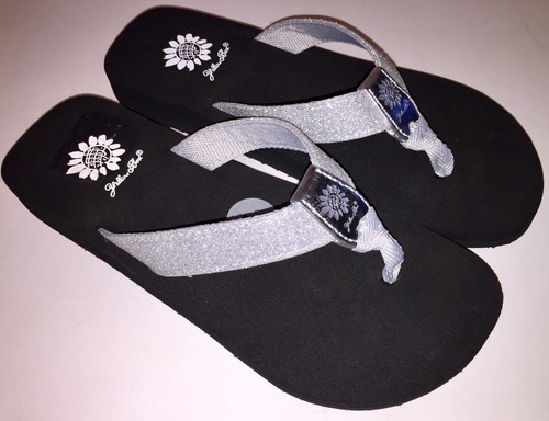 Yellow Box Womens Persia Glitter Sparkle Silver or Black Flip Flops Sandals NWOB - Picture 26 of 36