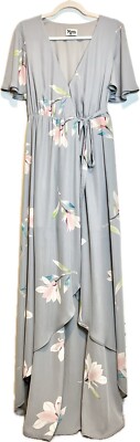 Show Me Your Mumu Sophia Wrap Maxi Wedding Bridesmaid Dress Flutter Sleeves M