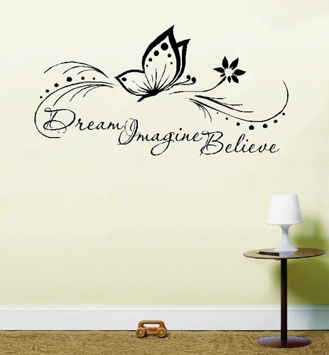 Dream Imagine Believe Butterfly Inspirational Life Quote Wall Art Vinyl Sticker - Picture 3 of 22