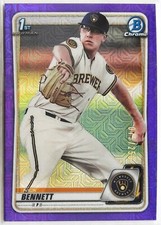 Nick Bennett 2020 Bowman Chrome Purple BCP-140 Mojo Refractor SP 75/250 -Brewers