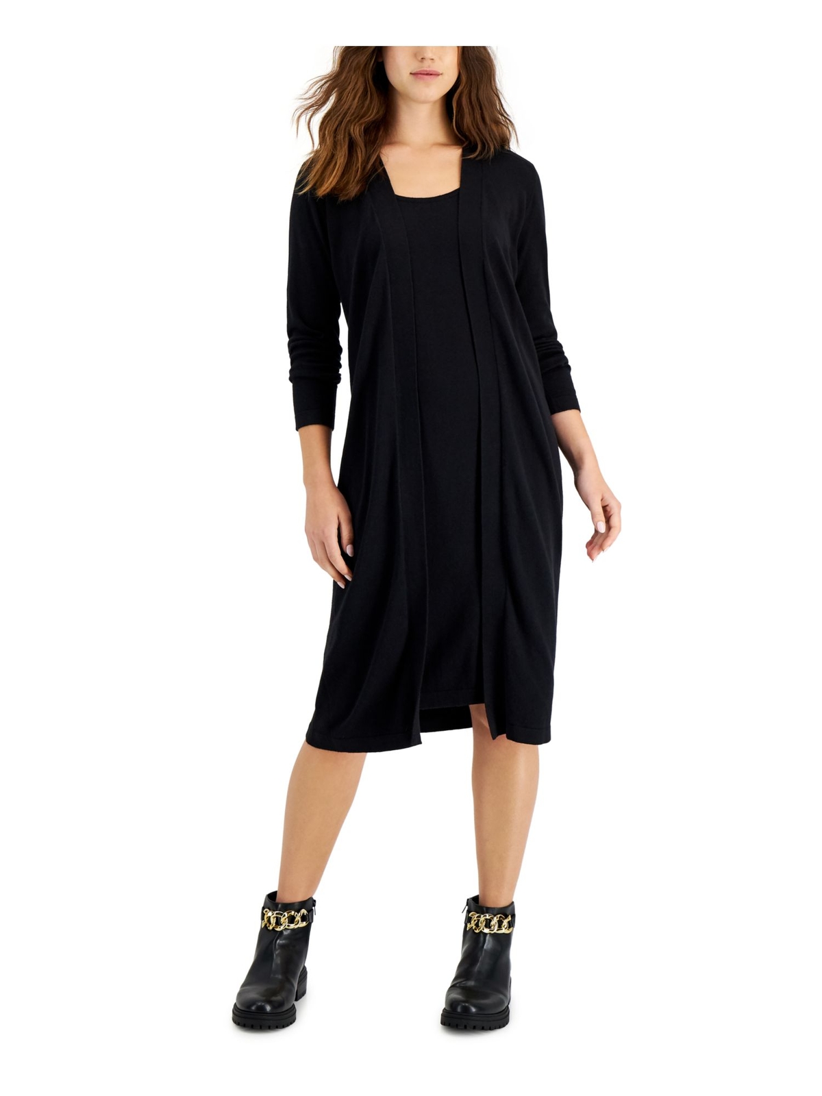 INC Женский черный пуловер без подкладки с длинным рукавом ниже колена Body Con Dress XS