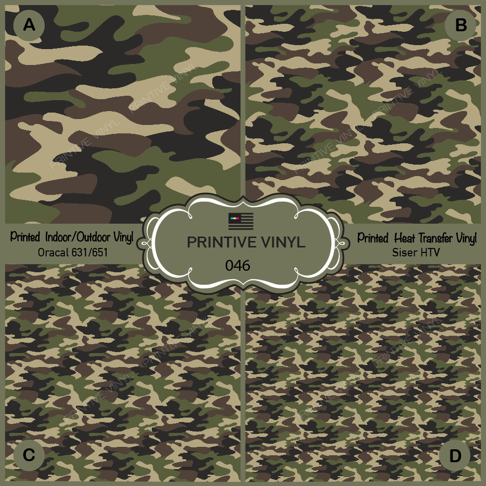 Military Camouflage Patterned Iron on, Oracal 651, Siser, Craft Vinyl- 046